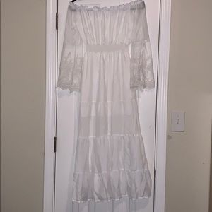 Women’s White Lacy Maxi Boho Dress